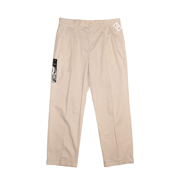 NAUTICA‎ $85 Classic Fit Garment Wash Pleated Deck Pant Light Beige Men's 36 - Picture 1 of 3